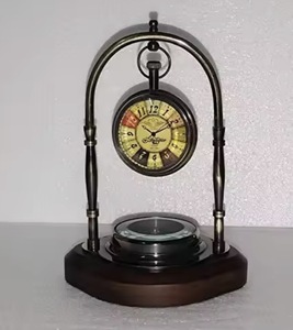 Reloj de Mesa Clásico de Latón con Patrón Circular, Movimiento Mecánico Silencioso, Funciona con Batería, Estilo Tradicional, Reloj Decorativo - Product Image 4