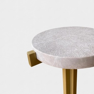 Mesa de Centro Moderna con Tapa de Mármol y Base de Latón, Mueble Minimalista para Sala de Estar, Mesa Auxiliar Decorativa - Product Image 6
