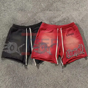 Custom logo Fleece Polyester Silicone logo Printing <b>Zip</b> <b>Pocket</b> Workout Gym Sports air Cotton Jogger Sweat <b>Shorts</b> for Men - Product Image 4