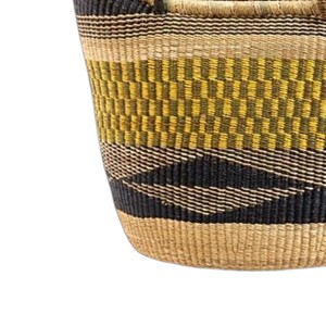 Sac de plage d'été en paille tressée vert olive à motif géométrique queue d'hirondelle, avec poignée en cuir marron, style OEM, tendance - Product Image 4