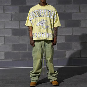 T-shirt surdimensionné pour homme avec motif graphique de cowboy, imprimé strass, style streetwear décontracté et tendance - Product Image 5