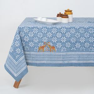 Mantel de Algodón 100% con Estampado Floral Dabu Hecho a Mano, Diseño Tradicional Rectangular, Cubierta de Mesa Artesanal - Product Image 2