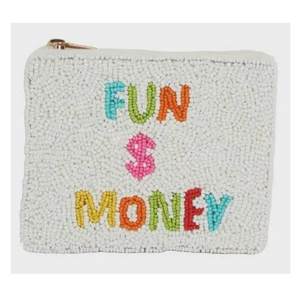 Mini porte-monnaie moderne à rayures perlées, brodé à la main, pochette écologique durable pour clés, espèces, cartes et maquillage - Product Image 2