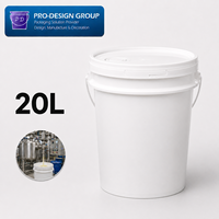 Seau en résine plastique de 20 L avec couvercle distributeur ; Seau industriel hermétique pour l'emballage de produits chimiques liquides