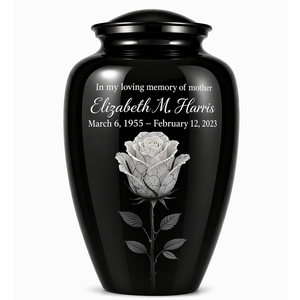 Urna Funeraria Conmemorativa Negra Personalizada con Adhesivo de Esmalte para Cenizas Humanas de Adultos - Product Image 4