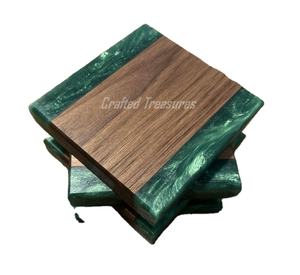 Producto caliente Posavasos de madera epoxi sostenible Molde de posavasos de resina para artesanías de resina de la fábrica de India para mayorista - Product Image 5