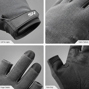 Gants de musculation professionnels pour hommes, demi-doigts, respirants, antidérapants, avec sangle de poignet réglable pour la musculation - Product Image 3