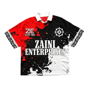 Polo de Malla de Poliéster Premium de 180 GSM, Diseño de Paneles Rojo, Negro y Blanco, Logotipo Personalizado con Sublimación y Bordado - Product Image 1
