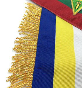Faja Masónica de Seda Personalizada, Multicolor, con Franjas, Adorno Masónico, Flecos Dorados, Emblema de Estrella con LED Intermitente para Oficiales de Logia, Ceremonial - Product Image 6