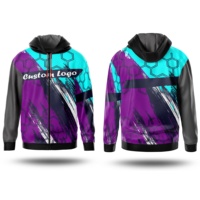 Sweat-shirt à capuche zippé pour homme, imprimé géométrique, coupe classique, style sportif, imprimé par sublimation, polyester, vêtements d'automne