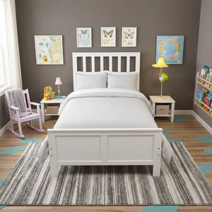 Lit convertible blanc pour tout-petit en bois massif, taille double, avec rangement, mobilier moderne pour chambre d'enfant - Product Image 6