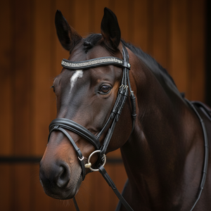 Fronture de luxe en cuir fait main avec cristaux or rose pour équipement d'équitation - Product Image 1