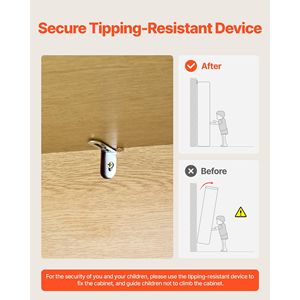 Commode moderne en bois à 6 tiroirs, commode en rotin, finition bois clair, double commode, poignée en métal pour chambre à coucher, salon, couloir, rangement - Product Image 5