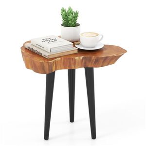 Table d'appoint en teck massif, design irrégulier, couleur marron - Product Image 2