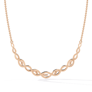 10K 14K 18K <b>Rose</b> Gold Intricate Intertwined Vine Twist Pattern Set with Shimmering Lab Grown Diamonds <b>Infinity</b> Wave Necklace - Product Image 3
