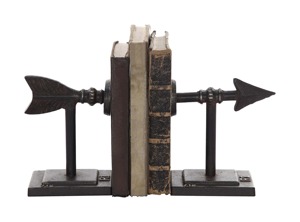 Serre-livres rustiques en fer, 2 pièces, en métal, décor faits à la main, design traditionnel, style à motif irrégulier - Product Image 5