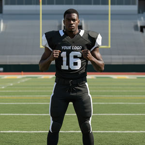 Uniformes de fútbol americano de talla grande con logotipo personalizado y diseño sublimado, uniformes de rugby para hombre de manga corta, transpirables y de secado rápido. - Product Image 4