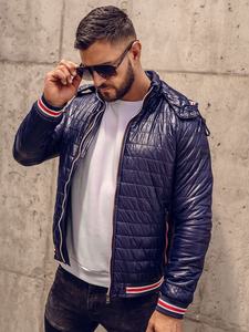 Chaqueta acolchada ligera personalizada para hombre con capucha transpirable OEM azul marino al por mayor diseño de moda 2023 - Product Image 2