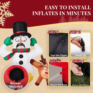 Decoración Navideña Inflable Iluminada de 3.5 Pies, Divertido Reno Travieso y Muñeco de Nieve, Decoraciones para Jardín, Inflable Navideño para Exteriores - Product Image 3