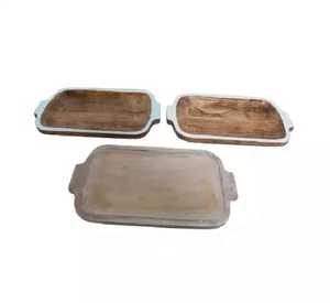 Plateau de service carré en bois avec incrustation de nacre pour la restauration, plateau décoratif pour la présentation des aliments, plateau à vaisselle - Product Image 4