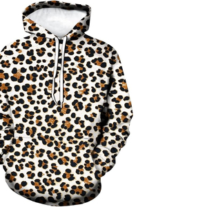 Sweat-shirt à capuche unisexe en molleton de coton imprimé léopard, style streetwear, personnalisable avec logo, fournisseur en gros - Product Image 6