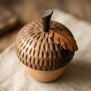 Tasse à boire en bois façonnée à la main en forme de gland, tasse en bois à grain naturel, vaisselle écologique pour la table quotidienne - Product Image 3