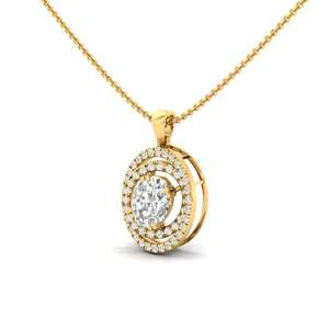 Colgante Solitario Ovalado con Diamante Cultivado en Laboratorio, Chapado en Oro de 10K, Certificado GIA, Estilo Étnico, Regalo Especial para Mujer - Product Image 4