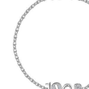 Bracelet tennis argenté avec breloque numérique décorative – Accessoire de mode élégant pour femme, idéal pour mariage ou cadeau - Product Image 5