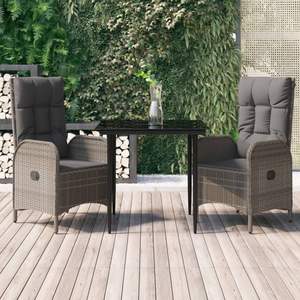 Ensemble de salle à manger de jardin en polyrotin noir et gris avec structure en acier thermolaqué – Collection de mobilier d'extérieur élégante - Product Image 1