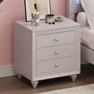 Modern Style Cream Grey 3-Drawer Nightstand <b>Bed</b> Side <b>Table</b> <b>for</b> Bedroom & Living Room - Product Image 2