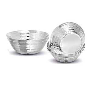 Stackable Hammered Stainless Steel Mixing Bowl Set Round Silver Metal <b>Salad</b> Soup Basin Commercial Kitchen Baking Tableware - Product Image 1