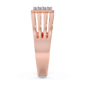 แหวนทองคำชมพูประดับเพชรทรงสี่เหลี่ยมสี่แถว - Product Image 1