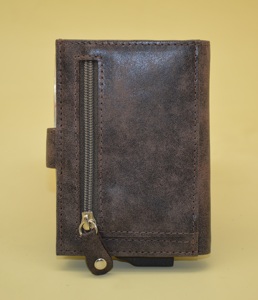 Men's Vintage Style Slim <b>Wallet</b> Large Capacity Soft Leather with Open Closure <b>RFID</b> Feature Random Logo Casual Short Length - Product Image 1