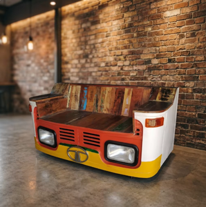 Banc de canapé inspiré des vieux camions, mobilier de style automobile vintage, reproduction de design pour cafés, salons, showrooms et garages - Product Image 2