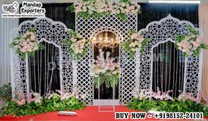 Arches métalliques modernes et colorées, légères, pour cérémonie de Haldi en extérieur personnalisée, panneaux découpés au laser, cadres, décoration d'événements de mariage, États-Unis - Product Image 5