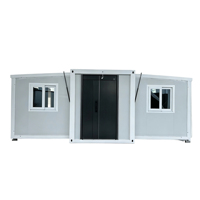 Maison conteneur extensible à double aile de 20 pieds, directement de l'usine, préfabriquée et pliable, avec salle de bain complète, cuisine, école, chambre et salon