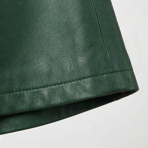 <span class=keywords><strong>Jupe</strong></span> courte en similicuir pour femme, taille haute, coupe trapèze, vert uni brillant, avec poches, à porter toute l'année - Product Image 6