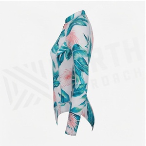 Maillot de bain une pièce pour femme North Approach avec imprimé feuilles tropicales, col montant, fermeture éclair, séchage rapide, en spandex et polyester - Product Image 4