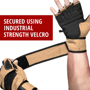 Anti Slip Gym Fitness Gloves with Custom Logo Leather Padded Palm Weightlifting Gloves for Workout Pull Ups Training - Product Image 4