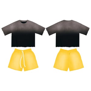 Ensemble short et t-shirt pour homme, logo personnalisé OEM, haute qualité, 230 g/m², surdimensionné, luxe, streetwear, graphique brodé, taille plus - Product Image 2