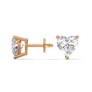 Pendientes de Botón Clásicos de Lujo con Corazón de Plata de Ley S925, Certificados por IGI, Chapados en Oro, con Moissanita de 1CT VVS Color D para Hombre y Mujer - Product Image 6