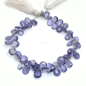 Vente en gros de pierres précieuses naturelles de qualité supérieure, Iolite bleue facettée en forme de poire, brin de 8 pouces, 4,5x5 8x13,5 mm, fabrication de bijoux, bracelet - Product Image 3