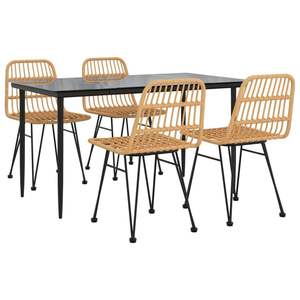 ชุดโต๊ะรับประทานอาหารในสวนหวายโพลีสีดำทนทานปานกลาง - Product Image 3