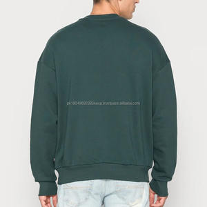 Alta calidad 100% algodón cuello redondo sudadera hombres al por mayor personalizado de gran tamaño gota hombro manga larga básico pulóver sudadera - Product Image 3