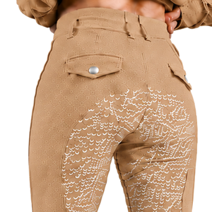 Tan <b>Brown</b> Women Horse Riding <b>Leggings</b> High Waist Stretch Equestrian Pants Silicone Full Seat Grip Riding Tights Training Sports - Product Image 5