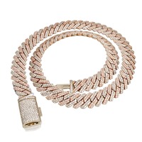 Chaîne cubaine en moissanite la plus vendue avec finition argentée et dorée, collier hip-hop disponible à bon prix