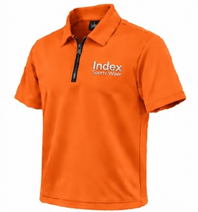 Polo de Manga Corta con Cierre para Hombre, Color Naranja, Logotipo Bordado, Secado Rápido, Estilo Deportivo - Product Image 3