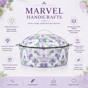 Casserole isotherme en acier inoxydable Marvel Handicrafts avec couvercle, chauffe-plat pour servir des plats lors de l'Aïd et du Ramadan, bol de service pour la cuisine - Product Image 5