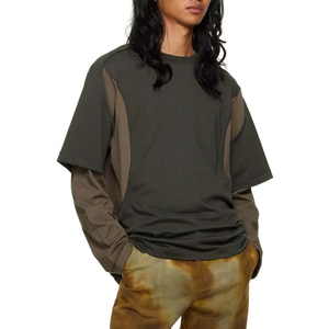 เสื้อยืดแขนยาวผู้ชายไซส์ใหญ่พิเศษ พรีเมียมคุณภาพสูง สำหรับฤดูร้อน พร้อมโลโก้ด้านหน้าแบบสองชั้น ดีไซน์โดดเด่น ใส่สบาย ขนาดพอดีตัว - Product Image 4