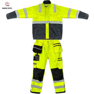 Uniforme de Trabajo de Alta Visibilidad Amarillo para Hombre, Ropa de Trabajo de Seguridad de Doble Capa con Forro Polar, Trajes de Seguridad - Product Image 1